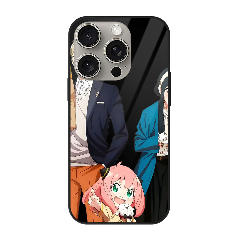 （画像用） SPY×FAMILY间谍家家酒 【iPhone15Pro対応】スマホケース 耐衝撃＆黄変防止 背面ガラス