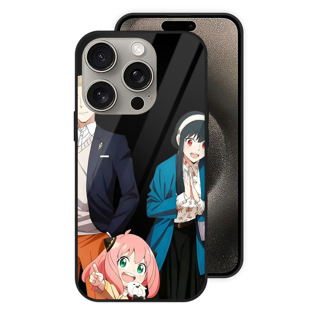 （画像用） SPY×FAMILY间谍家家酒 【iPhone15Pro対応】スマホケース 耐衝撃＆黄変防止 背面ガラス