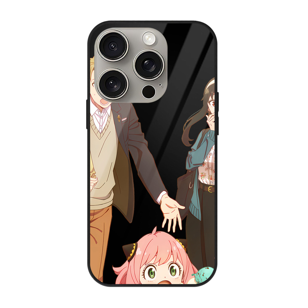 （画像用） SPY×FAMILY间谍家家酒 【iPhone15Pro対応】スマホケース 耐衝撃＆黄変防止 背面ガラス