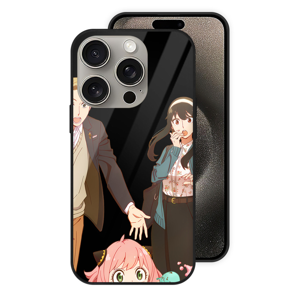 （画像用） SPY×FAMILY间谍家家酒 【iPhone15Pro対応】スマホケース 耐衝撃＆黄変防止 背面ガラス