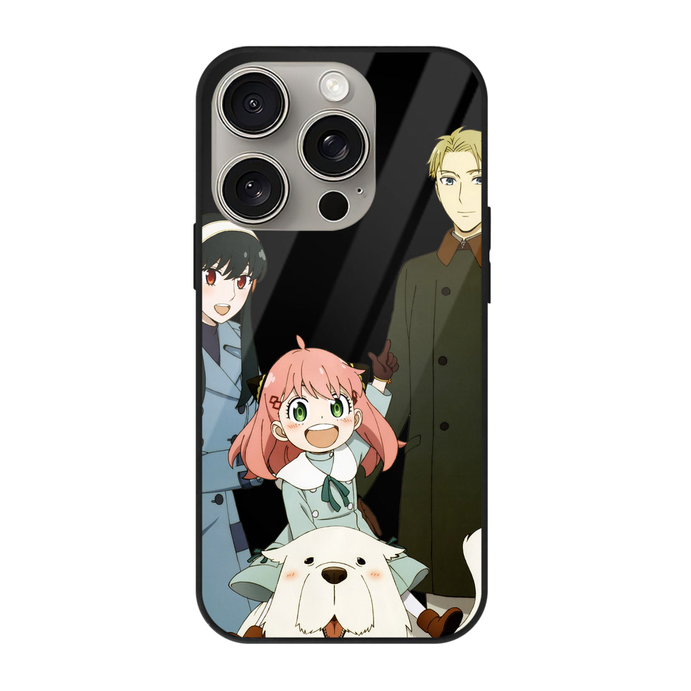 （画像用） SPY×FAMILY间谍家家酒 【iPhone15Pro対応】スマホケース 耐衝撃＆黄変防止 背面ガラス