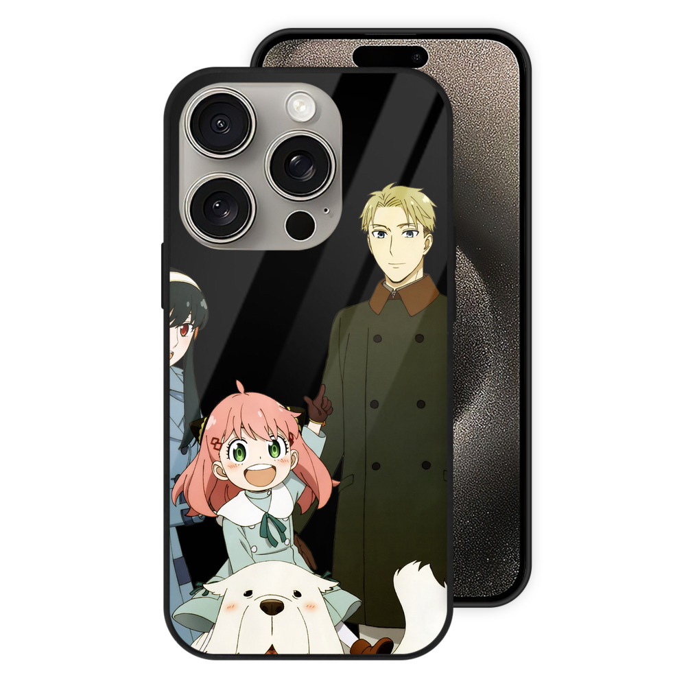 （画像用） SPY×FAMILY间谍家家酒 【iPhone15Pro対応】スマホケース 耐衝撃＆黄変防止 背面ガラス