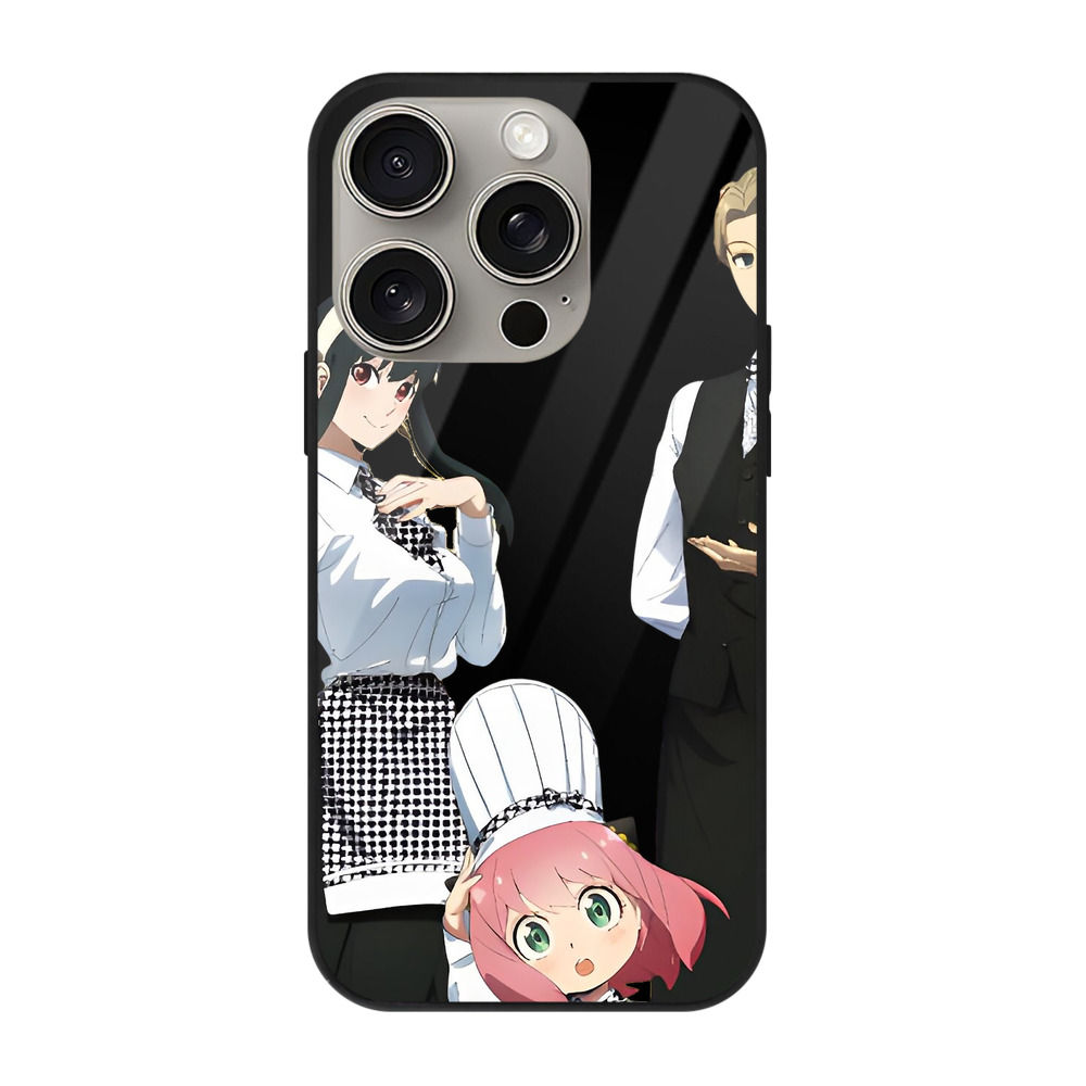 （画像用） SPY×FAMILY间谍家家酒 【iPhone15Pro対応】スマホケース 耐衝撃＆黄変防止 背面ガラス