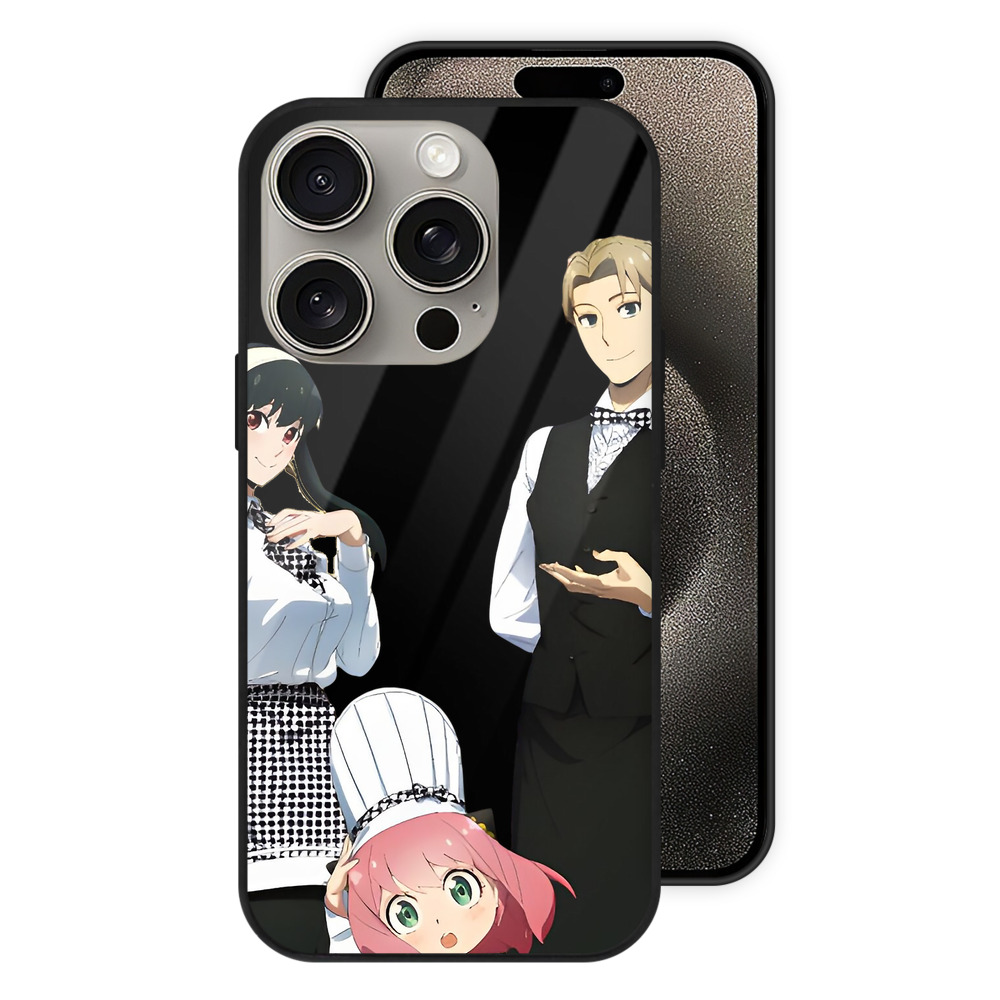 （画像用） SPY×FAMILY间谍家家酒 【iPhone15Pro対応】スマホケース 耐衝撃＆黄変防止 背面ガラス