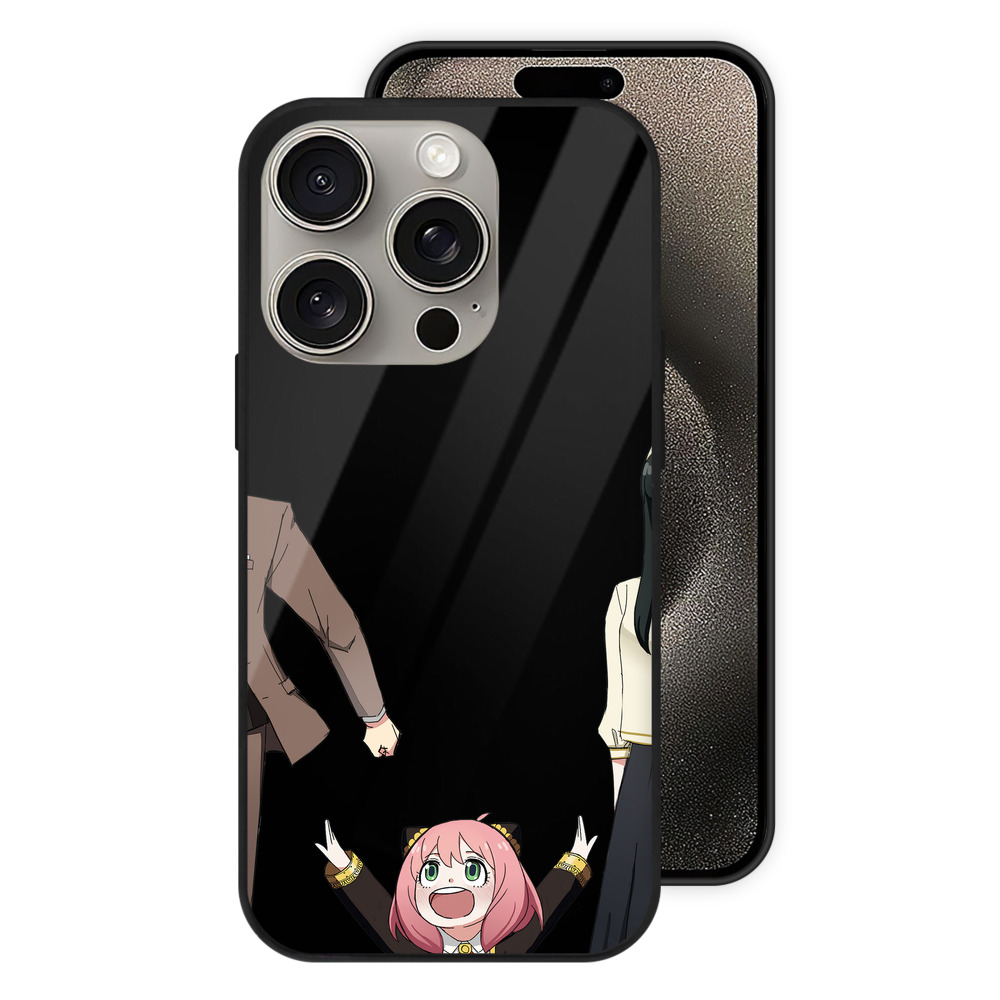 （画像用） SPY×FAMILY间谍家家酒 【iPhone15Pro対応】スマホケース 耐衝撃＆黄変防止 背面ガラス