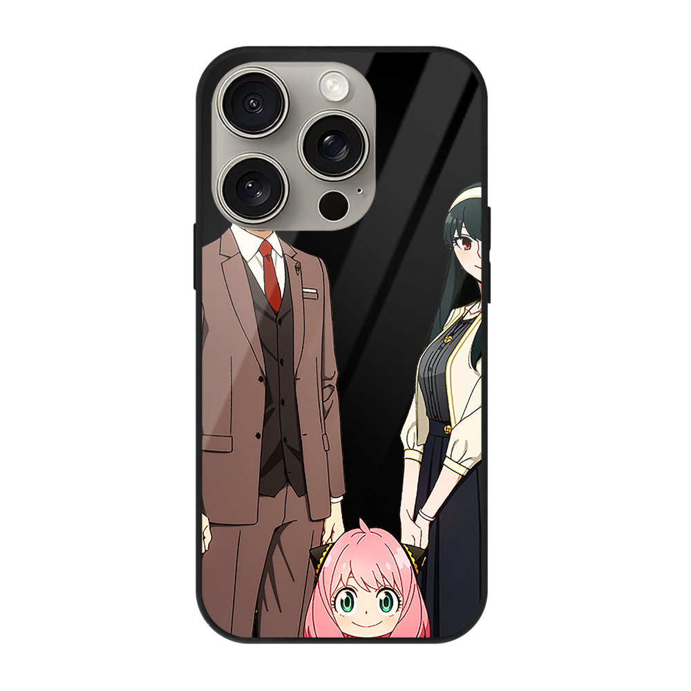 （画像用） SPY×FAMILY间谍家家酒 【iPhone15Pro対応】スマホケース 耐衝撃＆黄変防止 背面ガラス