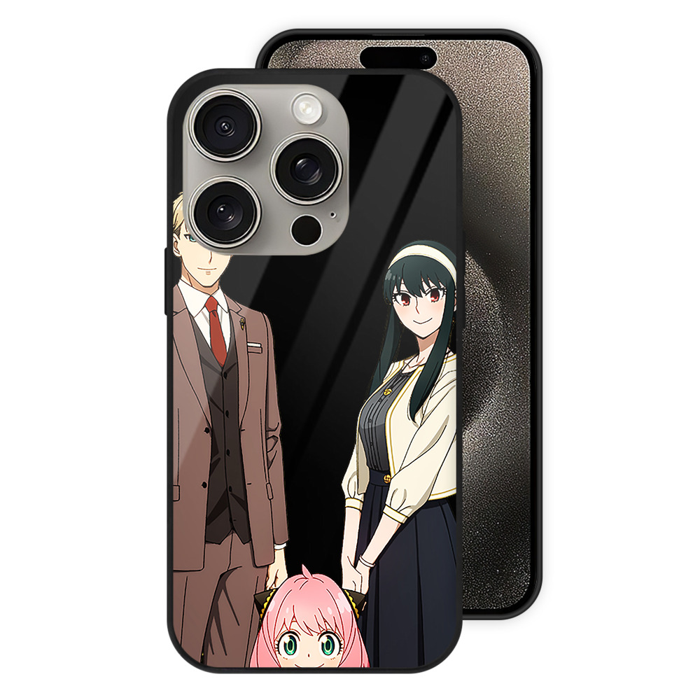 （画像用） SPY×FAMILY间谍家家酒 【iPhone15Pro対応】スマホケース 耐衝撃＆黄変防止 背面ガラス