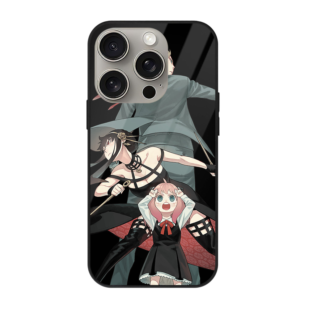 （画像用） SPY×FAMILY间谍家家酒 【iPhone15Pro対応】スマホケース 耐衝撃＆黄変防止 背面ガラス