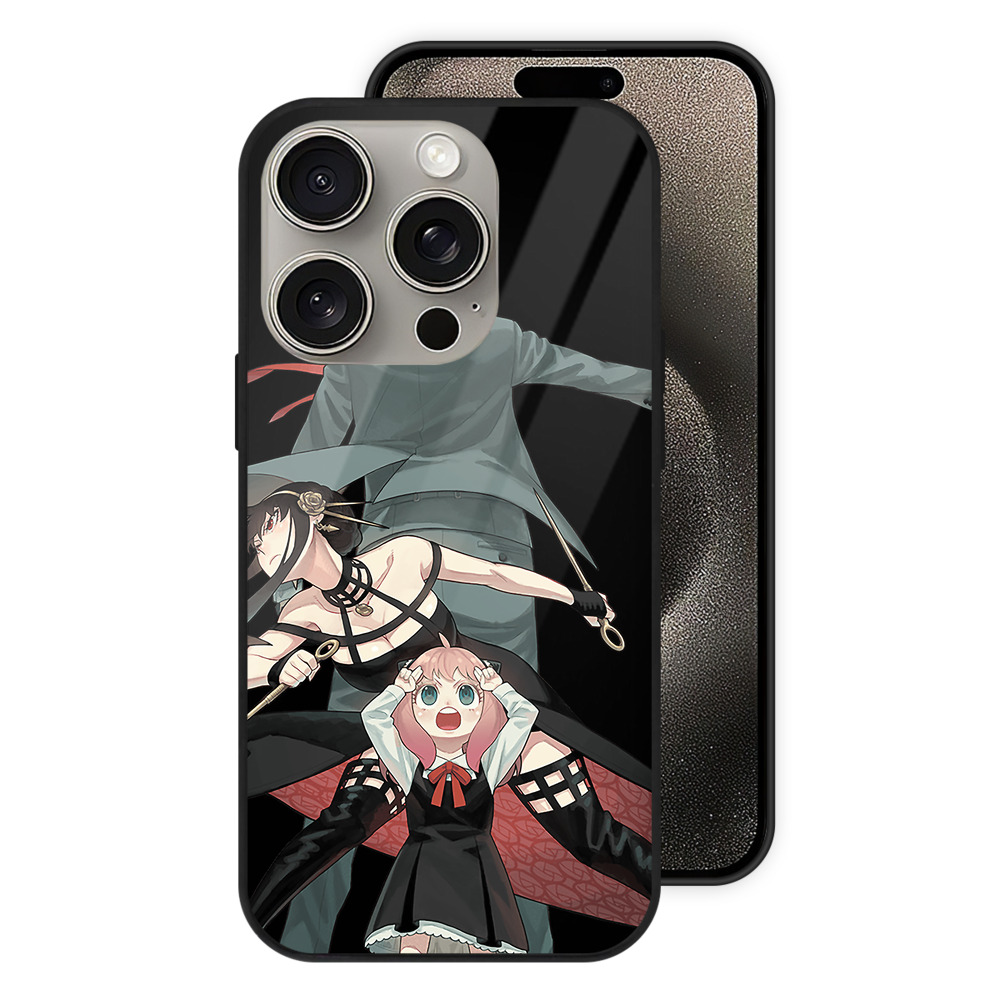 （画像用） SPY×FAMILY间谍家家酒 【iPhone15Pro対応】スマホケース 耐衝撃＆黄変防止 背面ガラス