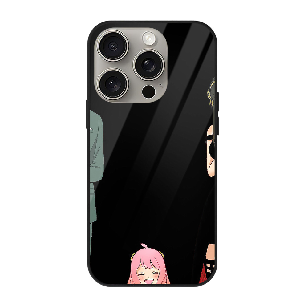 （画像用） SPY×FAMILY间谍家家酒 【iPhone15Pro対応】スマホケース 耐衝撃＆黄変防止 背面ガラス
