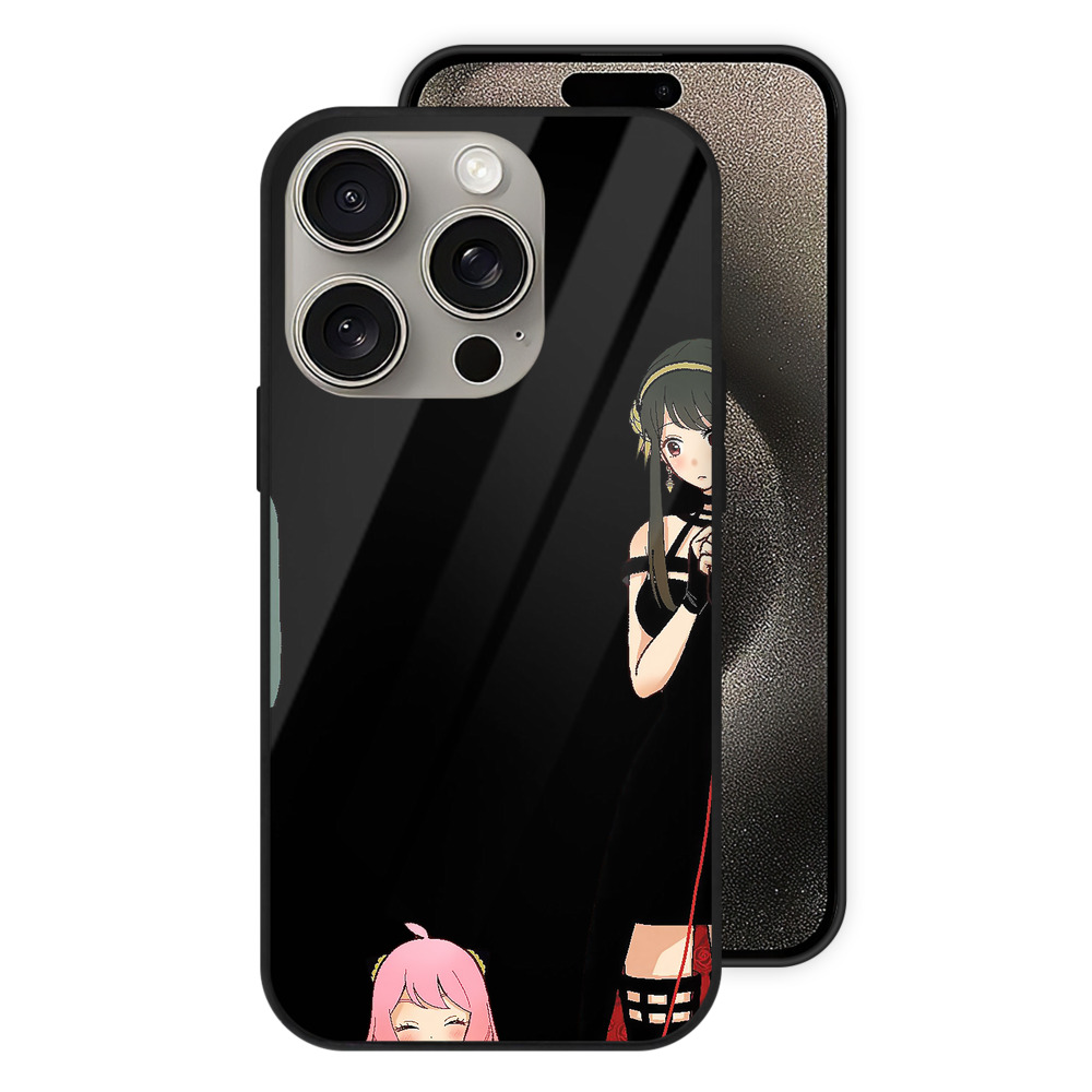 （画像用） SPY×FAMILY间谍家家酒 【iPhone15Pro対応】スマホケース 耐衝撃＆黄変防止 背面ガラス