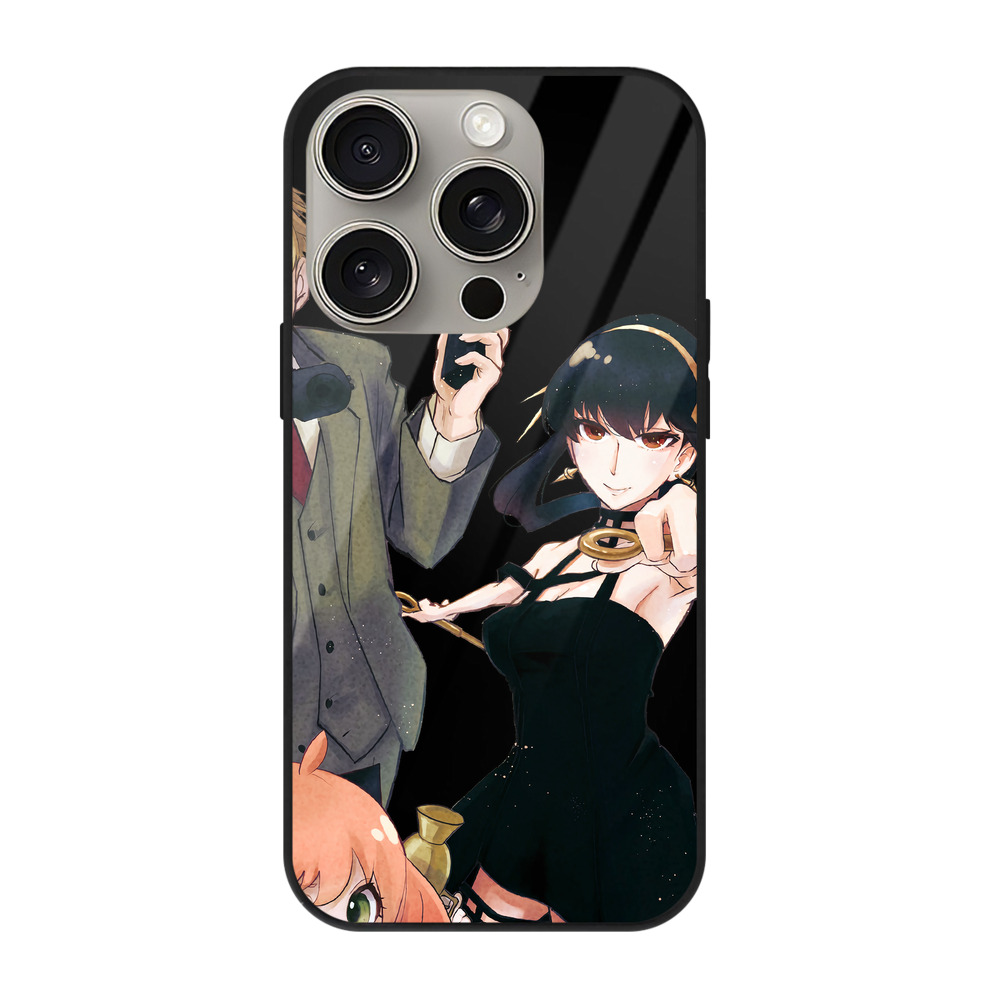 （画像用） SPY×FAMILY间谍家家酒 【iPhone15Pro対応】スマホケース 耐衝撃＆黄変防止 背面ガラス