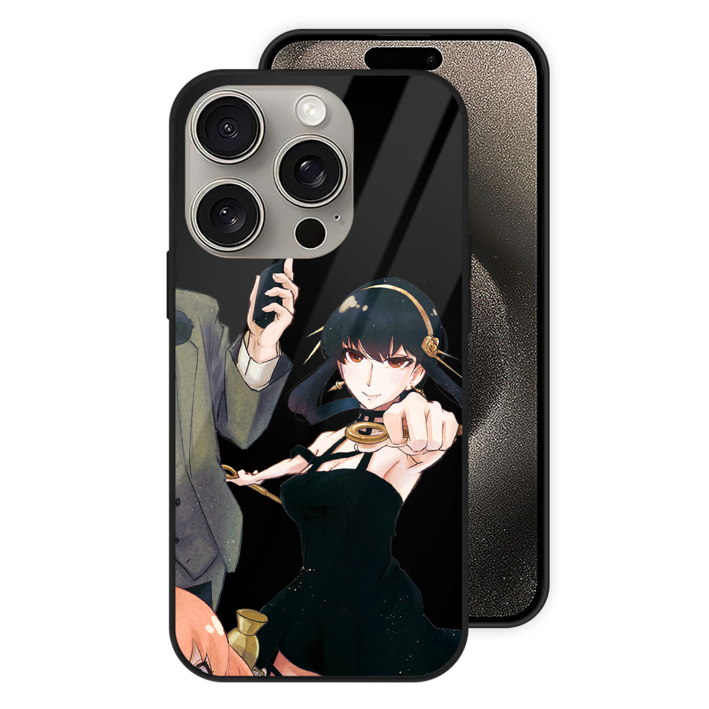 （画像用） SPY×FAMILY间谍家家酒 【iPhone15Pro対応】スマホケース 耐衝撃＆黄変防止 背面ガラス