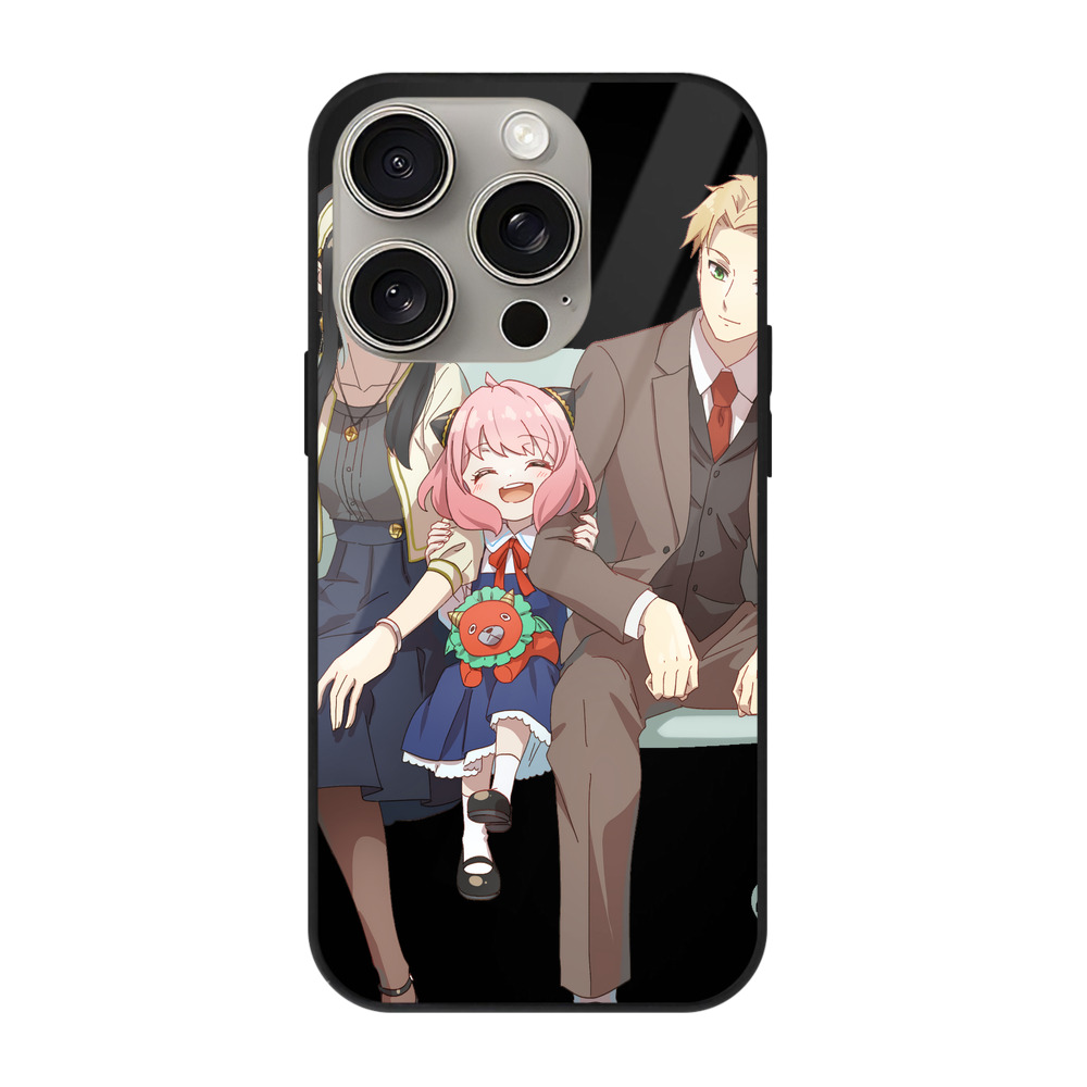 （画像用） SPY×FAMILY间谍家家酒 【iPhone15Pro対応】スマホケース 耐衝撃＆黄変防止 背面ガラス