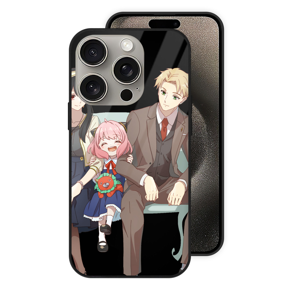 （画像用） SPY×FAMILY间谍家家酒 【iPhone15Pro対応】スマホケース 耐衝撃＆黄変防止 背面ガラス