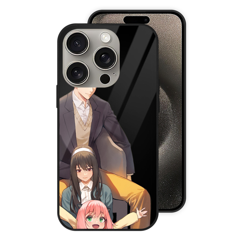 （画像用） SPY×FAMILY间谍家家酒 【iPhone15Pro対応】スマホケース 耐衝撃＆黄変防止 背面ガラス