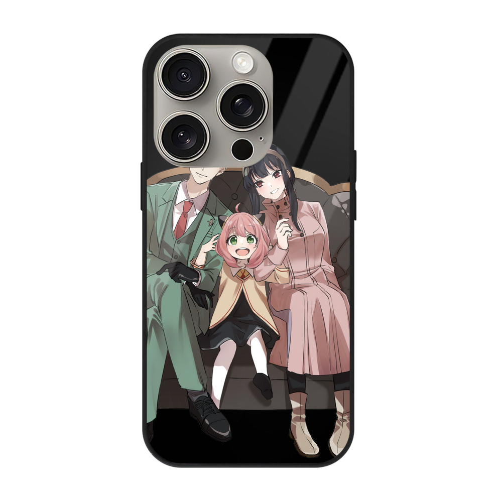（画像用） SPY×FAMILY间谍家家酒 【iPhone15Pro対応】スマホケース 耐衝撃＆黄変防止 背面ガラス