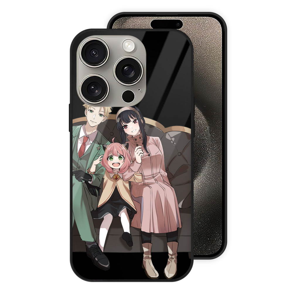 （画像用） SPY×FAMILY间谍家家酒 【iPhone15Pro対応】スマホケース 耐衝撃＆黄変防止 背面ガラス