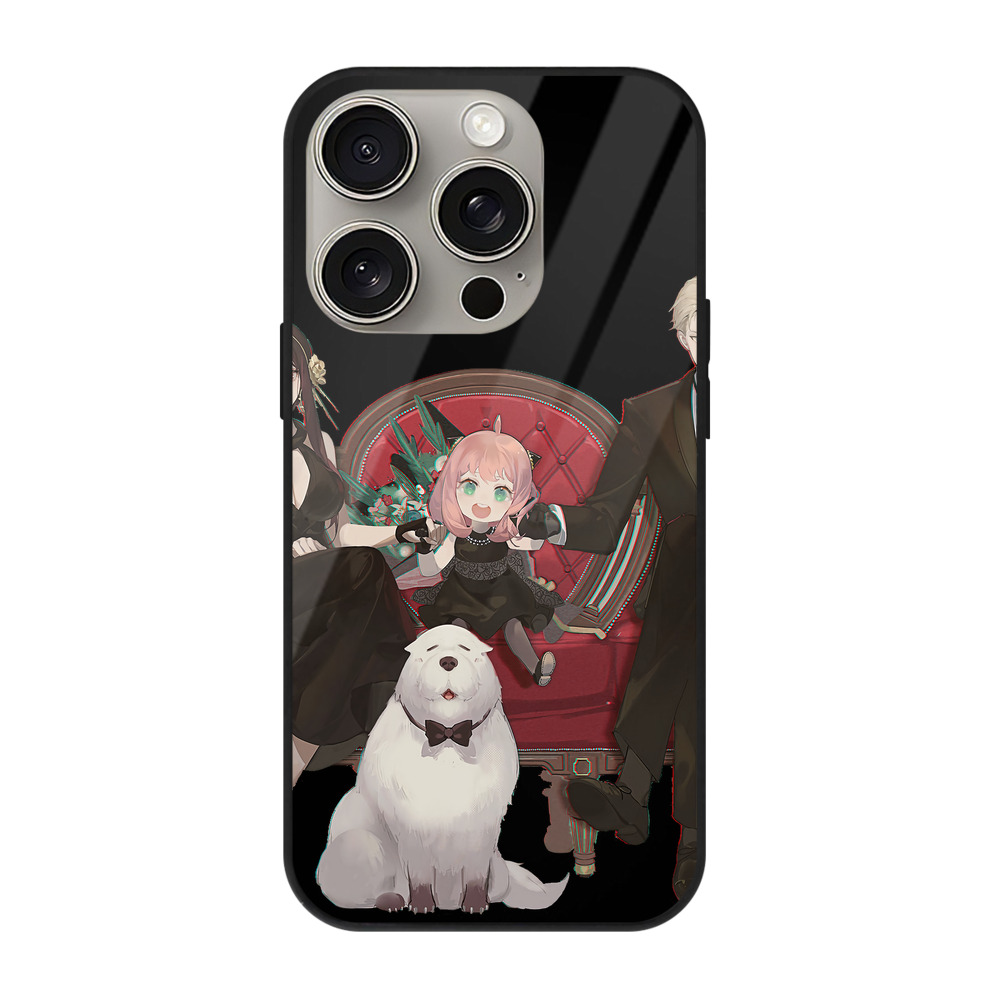 （画像用） SPY×FAMILY间谍家家酒 【iPhone15Pro対応】スマホケース 耐衝撃＆黄変防止 背面ガラス