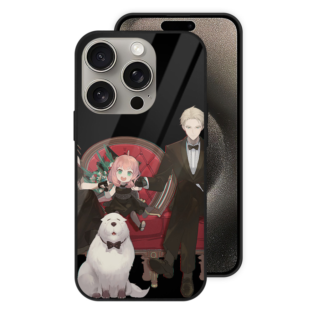 （画像用） SPY×FAMILY间谍家家酒 【iPhone15Pro対応】スマホケース 耐衝撃＆黄変防止 背面ガラス