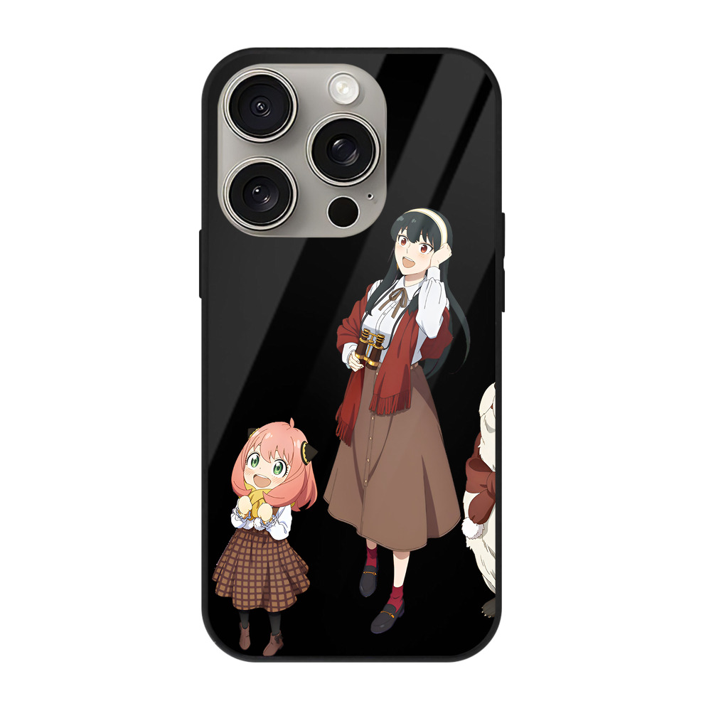 （画像用） SPY×FAMILY间谍家家酒 【iPhone15Pro対応】スマホケース 耐衝撃＆黄変防止 背面ガラス