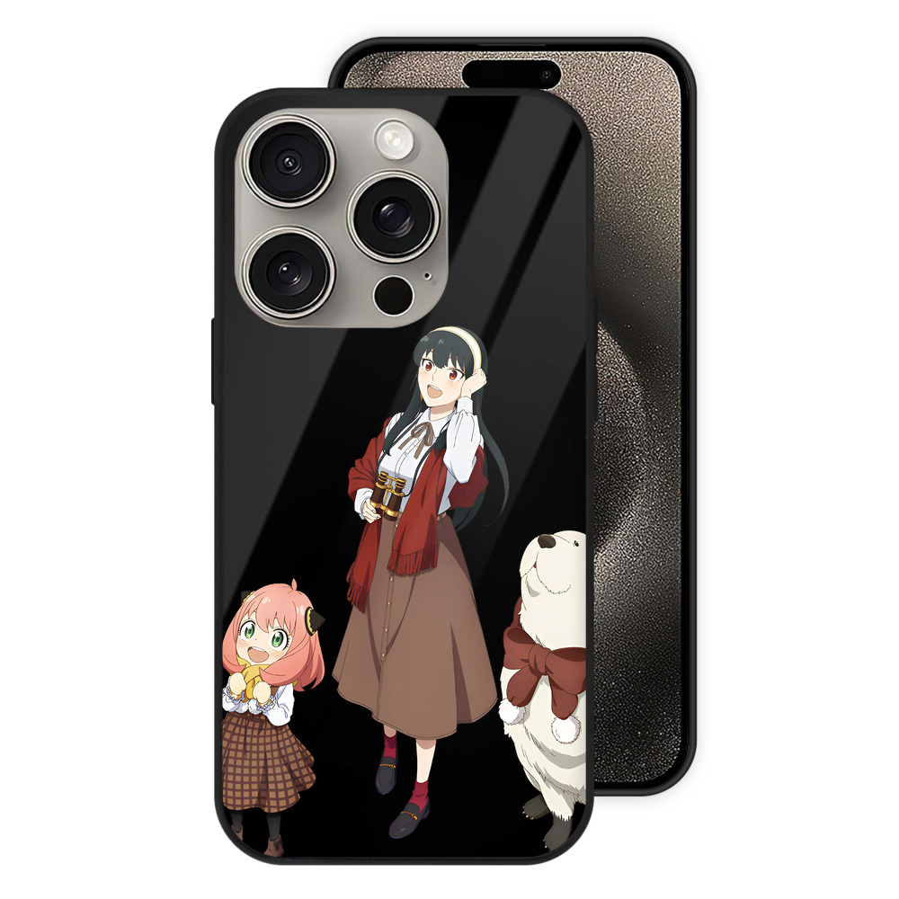 （画像用） SPY×FAMILY间谍家家酒 【iPhone15Pro対応】スマホケース 耐衝撃＆黄変防止 背面ガラス