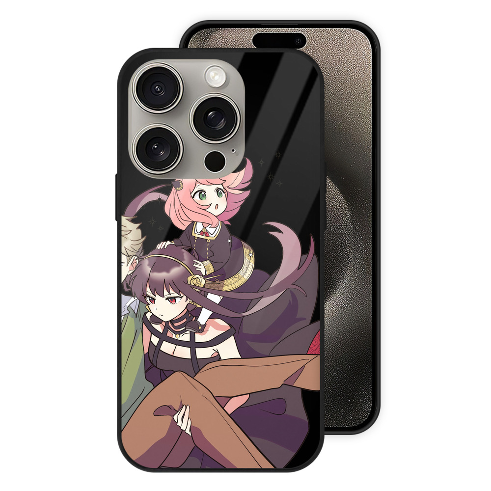 （画像用） SPY×FAMILY间谍家家酒 【iPhone15Pro対応】スマホケース 耐衝撃＆黄変防止 背面ガラス