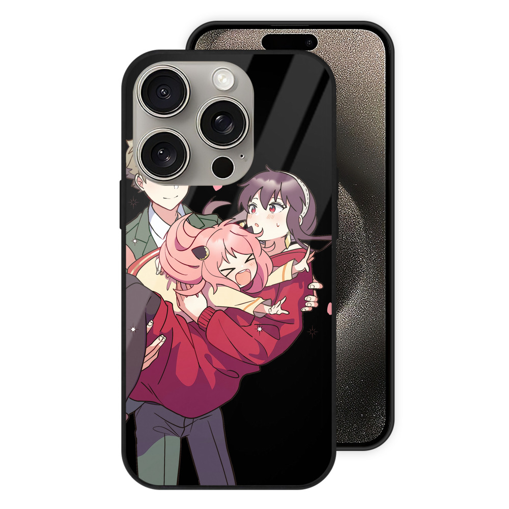 （画像用） SPY×FAMILY间谍家家酒 【iPhone15Pro対応】スマホケース 耐衝撃＆黄変防止 背面ガラス