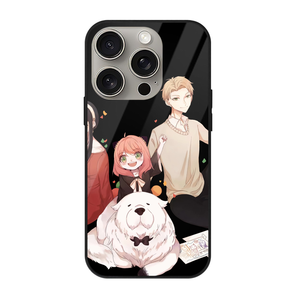 （画像用） SPY×FAMILY间谍家家酒 【iPhone15Pro対応】スマホケース 耐衝撃＆黄変防止 背面ガラス