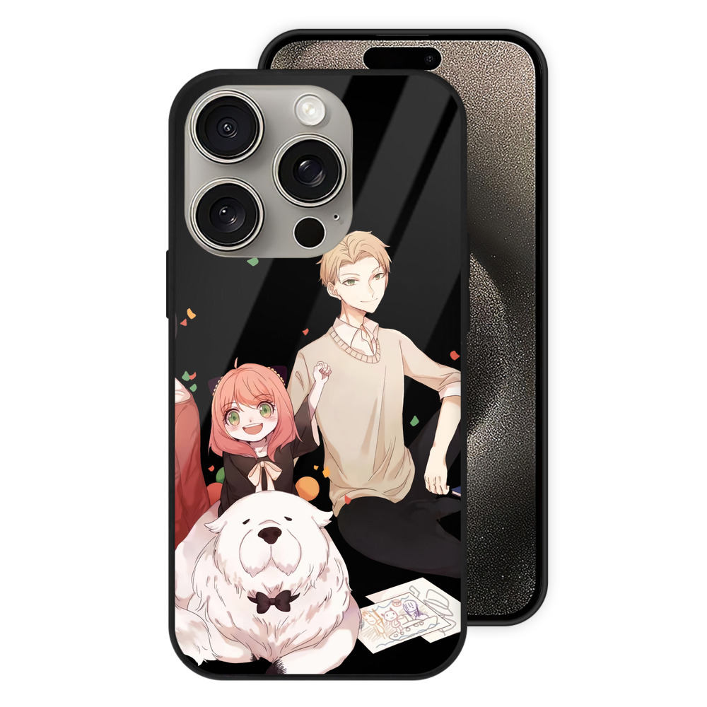 （画像用） SPY×FAMILY间谍家家酒 【iPhone15Pro対応】スマホケース 耐衝撃＆黄変防止 背面ガラス