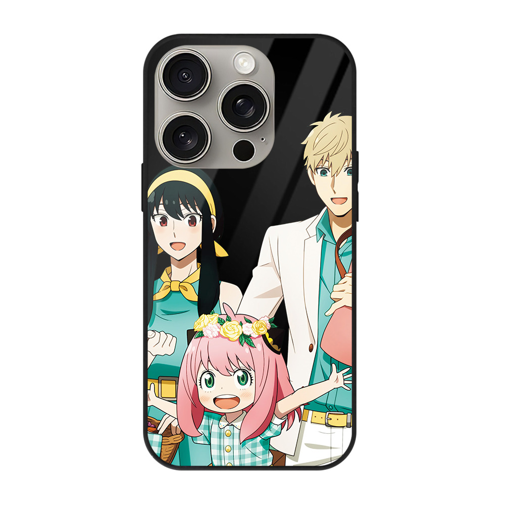 （画像用） SPY×FAMILY间谍家家酒 【iPhone15Pro対応】スマホケース 耐衝撃＆黄変防止 背面ガラス