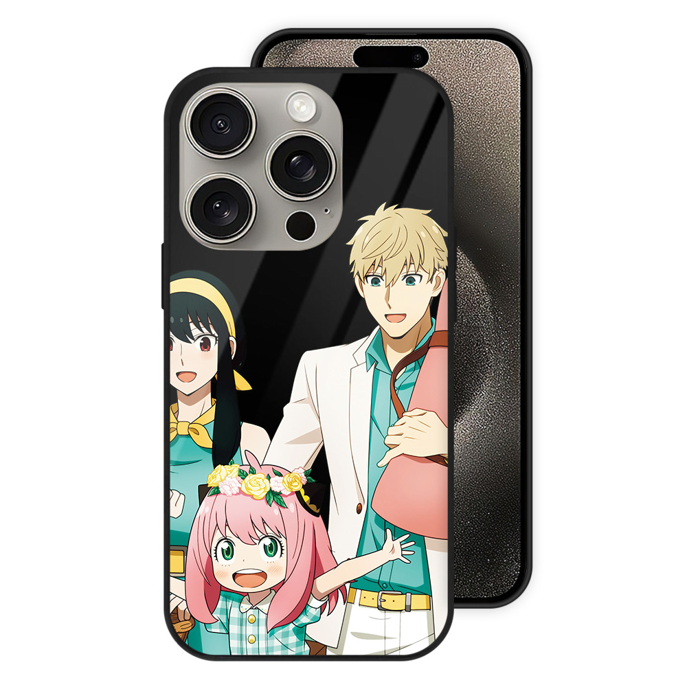 （画像用） SPY×FAMILY间谍家家酒 【iPhone15Pro対応】スマホケース 耐衝撃＆黄変防止 背面ガラス