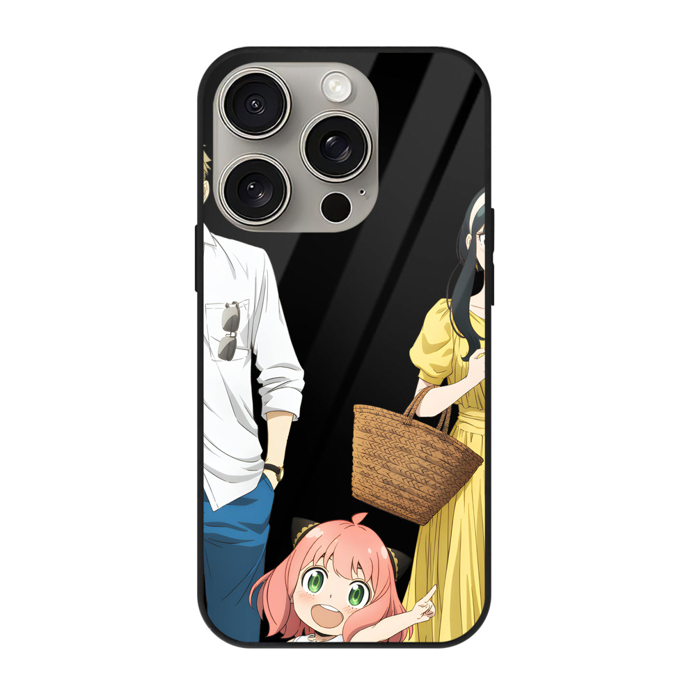 （画像用） SPY×FAMILY间谍家家酒 【iPhone15Pro対応】スマホケース 耐衝撃＆黄変防止 背面ガラス