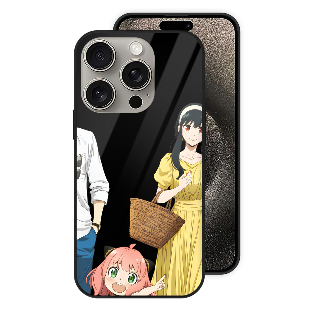 （画像用） SPY×FAMILY间谍家家酒 【iPhone15Pro対応】スマホケース 耐衝撃＆黄変防止 背面ガラス