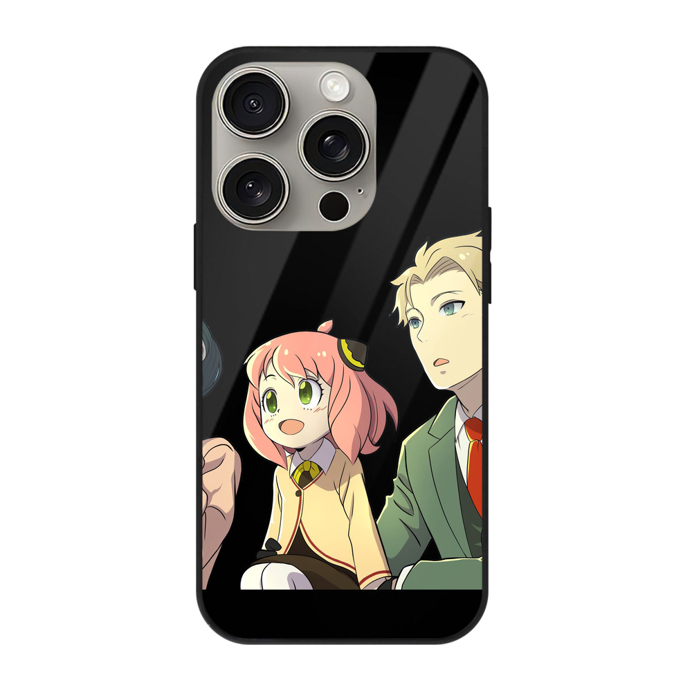 （画像用） SPY×FAMILY间谍家家酒 【iPhone15Pro対応】スマホケース 耐衝撃＆黄変防止 背面ガラス