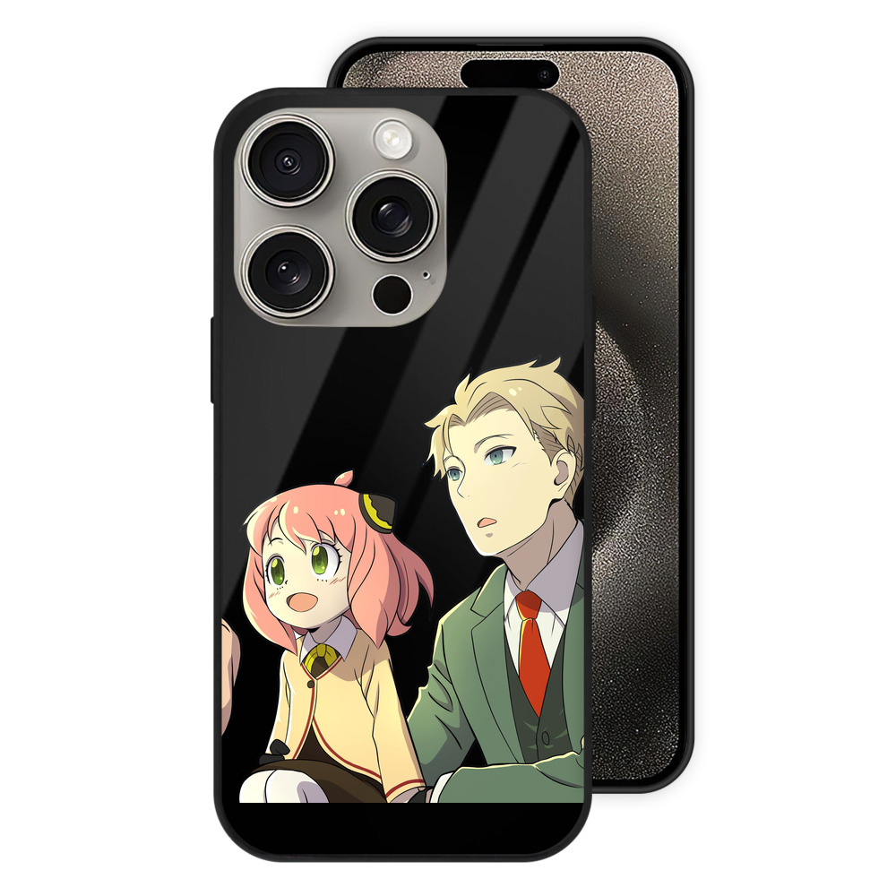 （画像用） SPY×FAMILY间谍家家酒 【iPhone15Pro対応】スマホケース 耐衝撃＆黄変防止 背面ガラス