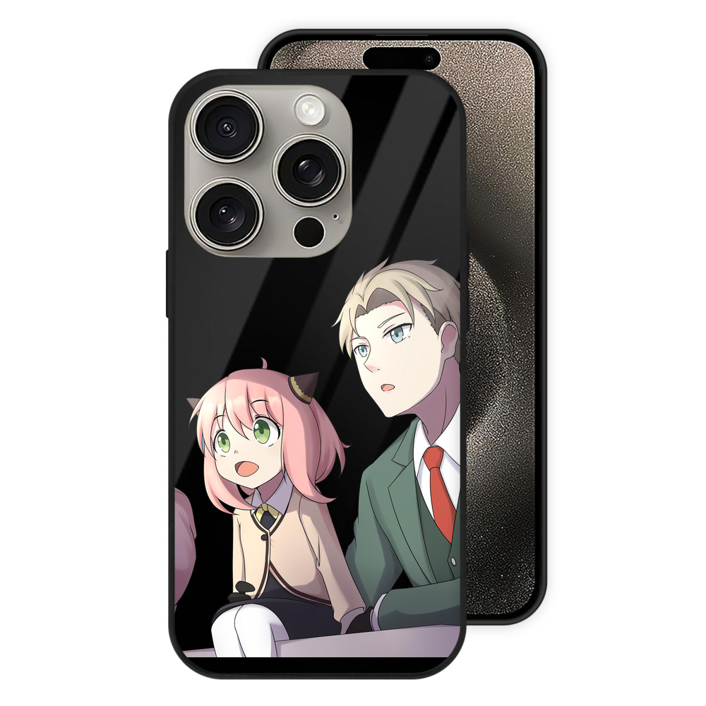（画像用） SPY×FAMILY间谍家家酒 【iPhone15Pro対応】スマホケース 耐衝撃＆黄変防止 背面ガラス