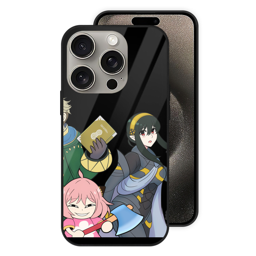 （画像用） SPY×FAMILY间谍家家酒 【iPhone15Pro対応】スマホケース 耐衝撃＆黄変防止 背面ガラス