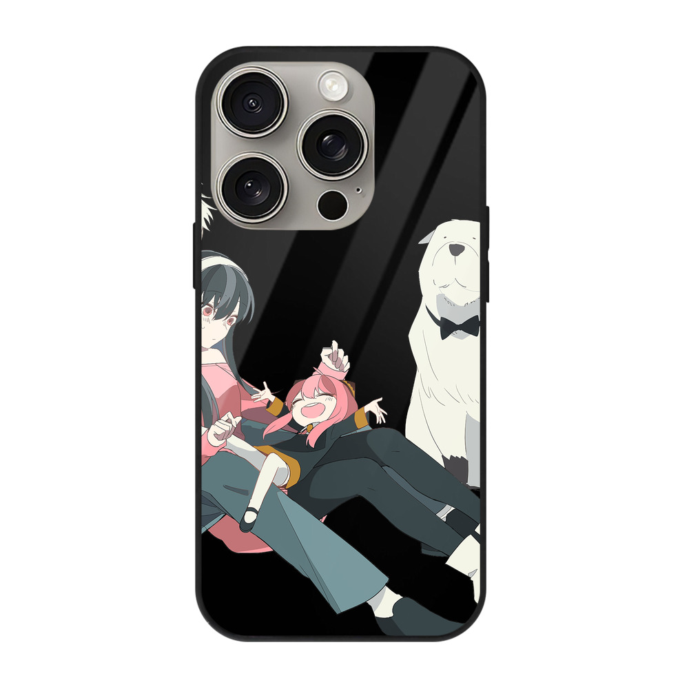 （画像用） SPY×FAMILY间谍家家酒 【iPhone15Pro対応】スマホケース 耐衝撃＆黄変防止 背面ガラス
