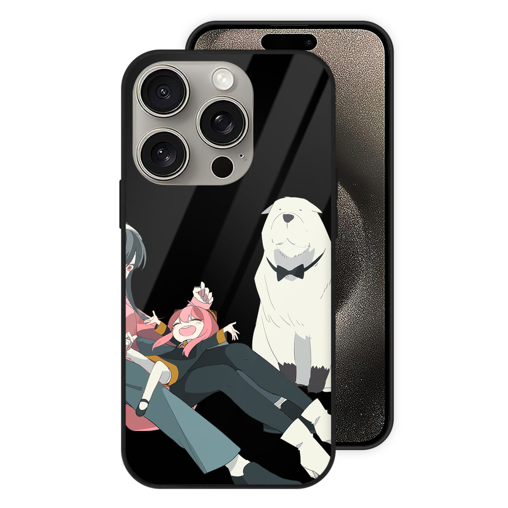 （画像用） SPY×FAMILY间谍家家酒 【iPhone15Pro対応】スマホケース 耐衝撃＆黄変防止 背面ガラス