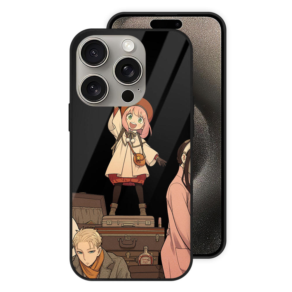 （画像用） SPY×FAMILY间谍家家酒 【iPhone15Pro対応】スマホケース 耐衝撃＆黄変防止 背面ガラス