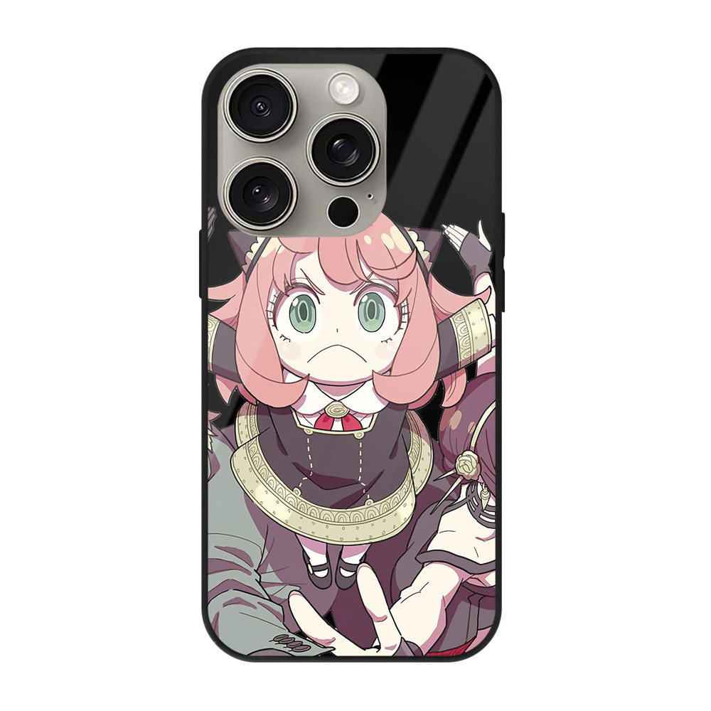 （画像用） SPY×FAMILY间谍家家酒 【iPhone15Pro対応】スマホケース 耐衝撃＆黄変防止 背面ガラス