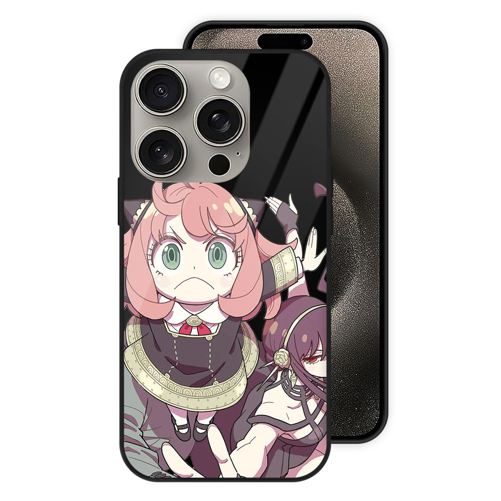 （画像用） SPY×FAMILY间谍家家酒 【iPhone15Pro対応】スマホケース 耐衝撃＆黄変防止 背面ガラス