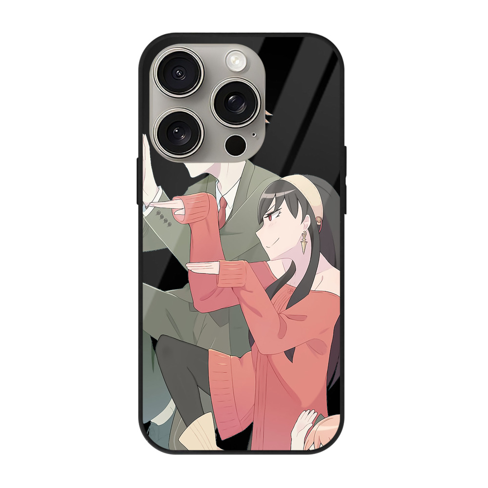 （画像用） SPY×FAMILY间谍家家酒 【iPhone15Pro対応】スマホケース 耐衝撃＆黄変防止 背面ガラス