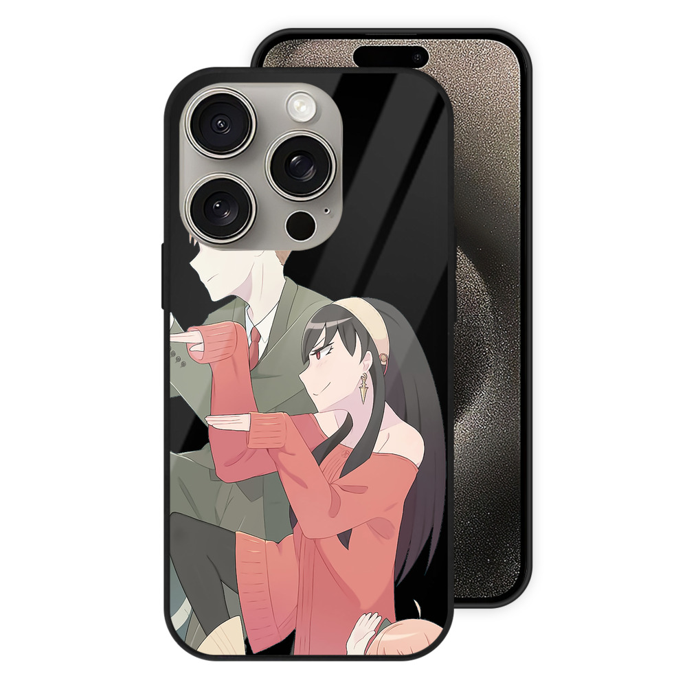 （画像用） SPY×FAMILY间谍家家酒 【iPhone15Pro対応】スマホケース 耐衝撃＆黄変防止 背面ガラス