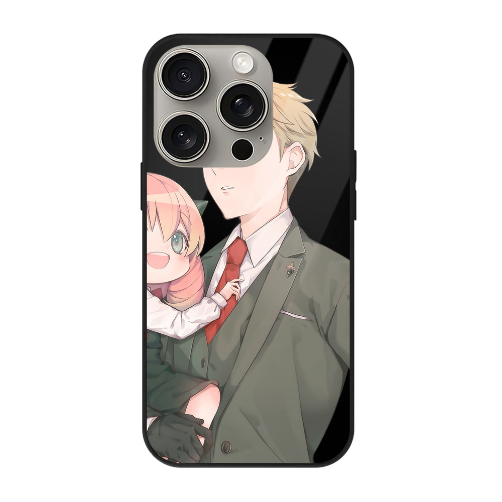 （画像用） SPY×FAMILY间谍家家酒 【iPhone15Pro対応】スマホケース 耐衝撃＆黄変防止 背面ガラス