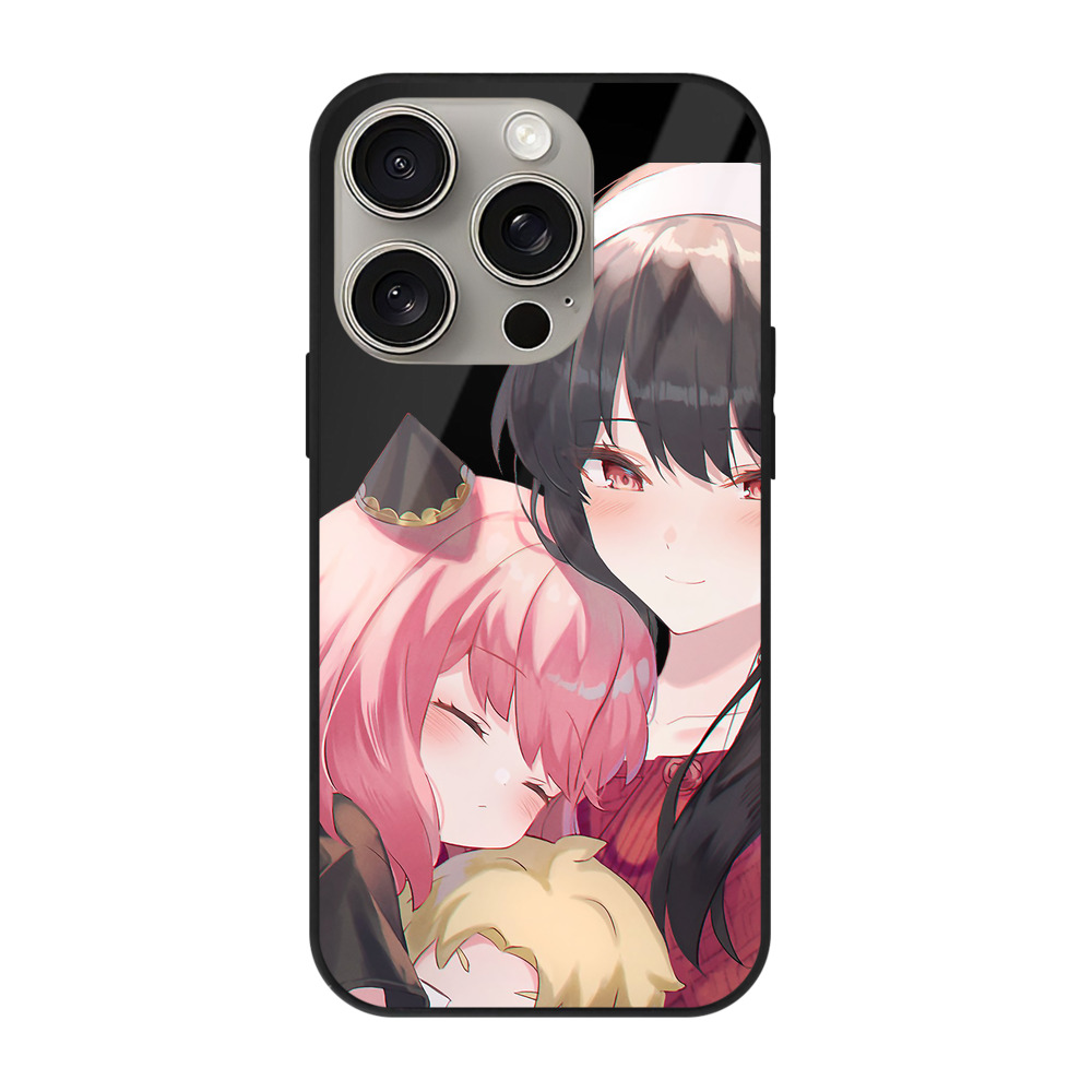 （画像用） SPY×FAMILY间谍家家酒 【iPhone15Pro対応】スマホケース 耐衝撃＆黄変防止 背面ガラス