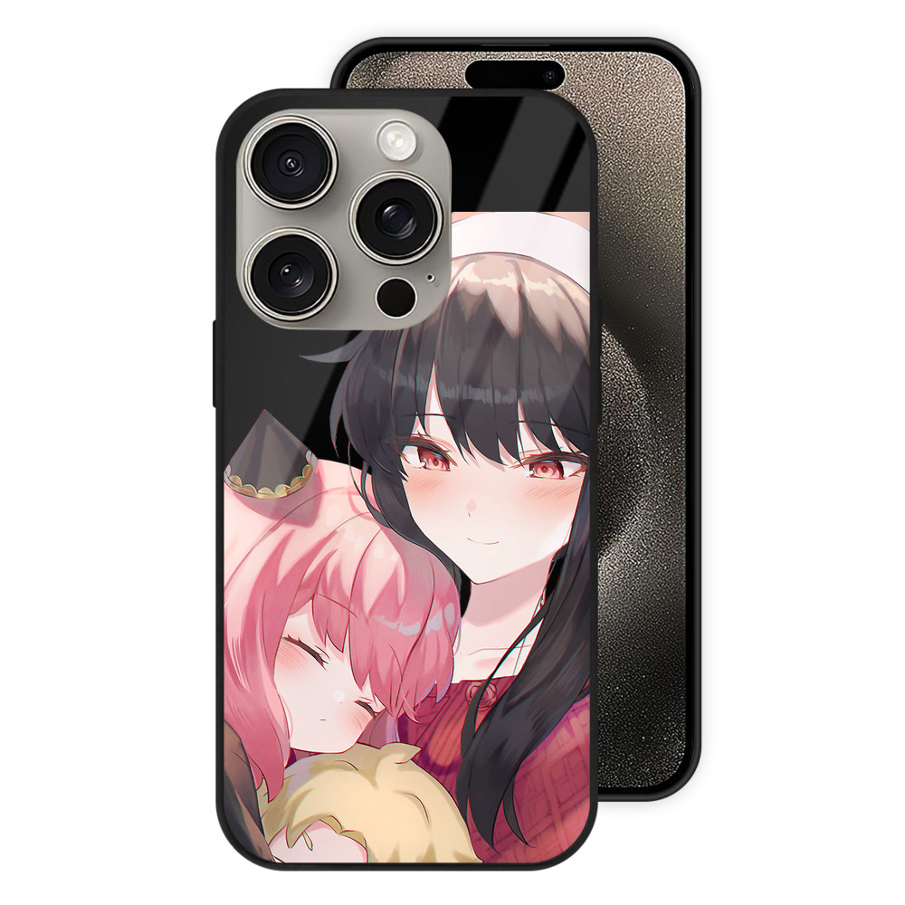 （画像用） SPY×FAMILY间谍家家酒 【iPhone15Pro対応】スマホケース 耐衝撃＆黄変防止 背面ガラス