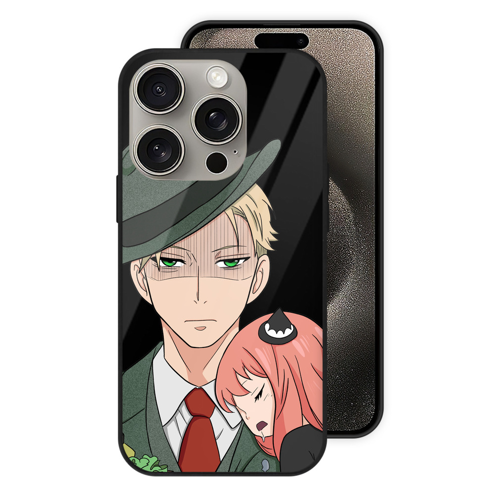 （画像用） SPY×FAMILY间谍家家酒 【iPhone15Pro対応】スマホケース 耐衝撃＆黄変防止 背面ガラス