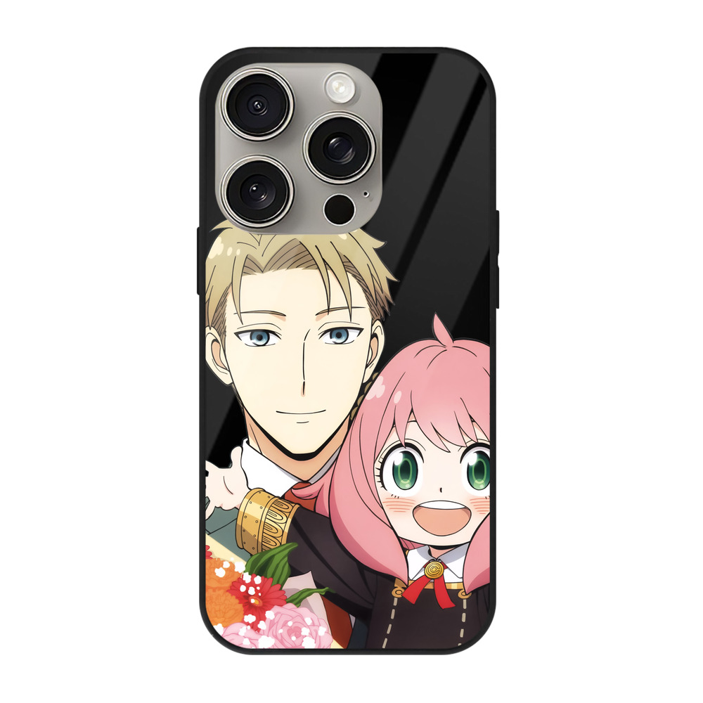 （画像用） SPY×FAMILY间谍家家酒 【iPhone15Pro対応】スマホケース 耐衝撃＆黄変防止 背面ガラス